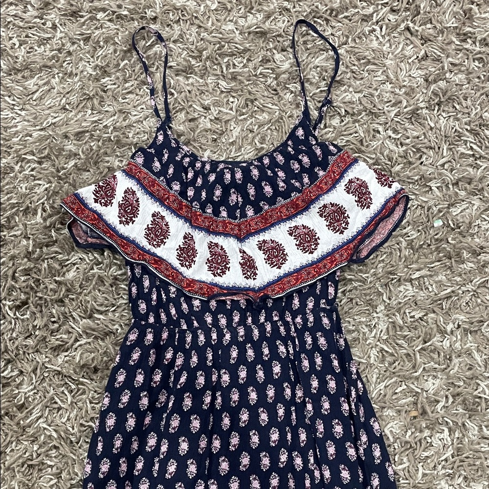American Eagle outfitters Navy Blue Paisley Sundress with Red Accents size XXS